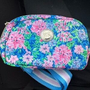 Lilly Pulitzer Blue and Pink Cosmetic Bags Vibrant Floral Design